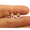 Reindeer Earrings Red Nosed Rudolph - Sterling Silver - Christmas