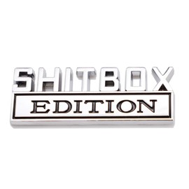 CARRUN SHITBOX Edition Emblem Car Side Rear Front Hood Trunk Door Badge 3D Decal Sticker Fit for Car Truck SUV (SHITBOX, Silver Black) (CR-Edition1)