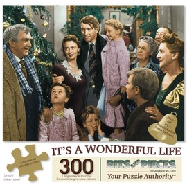 Bits and Pieces – 300 Piece Jigsaw Puzzle for Adults - ‘It's A Wonderful Life’ - Christmas Classic Large Piece Puzzle - 18" x 24"