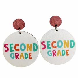 Blue Drop Cute Teacher Wooden Stud Earrings Second Grade Welcome Back to School Earrings Teacher Appreciation Jewelry Gifts