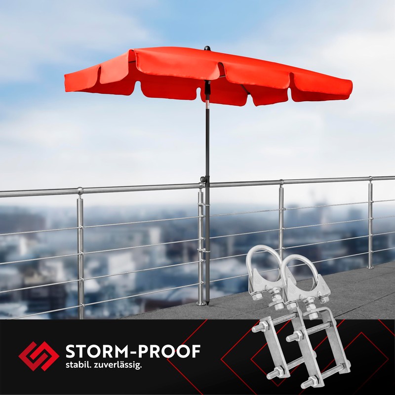 STORM-PROOF Charlie Parasol Holder Balcony Railing Set of 2 Metal