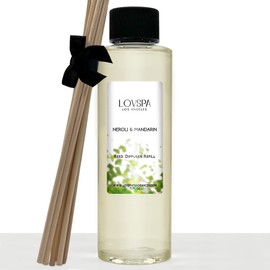 LOVSPA Neroli & Mandarin Reed Difusor de aceite con varillas de repuesto | Flor de naranja, limón, iris y pequeño grano, 4 onzas | Fabricado en los Estados Unidos