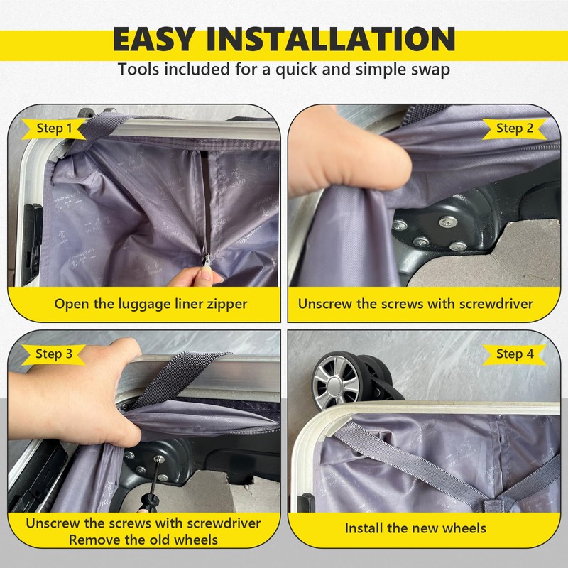 NUOZE Duel Spinner Luggage Wheels Replacement for Suitcase, Wheels Parts
