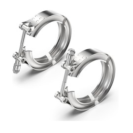 Krtopo 2pcs V Band Clamp, Stainless Steel V-Band Bolt Clamp with Flat Flange for Exhaust Pipes, Connect Silencer Ends (2.5 Inch 63 mm)