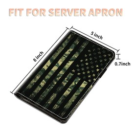 Server Books for Waitress Waiter with Zipper Pocket, Camouflage Flag Cute Leather Server Pads Waitstaff Organizer Guest Check Presenters Server Wallet Money Holder Pouch Fit Apron