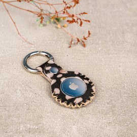 AirTag Leather Keychain Holder, Furry Animal Print Protective Air Tags Case with Key Ring, Anti-Lost Tracker Cover Perfect for Keys, Pets Collar and Backpacks