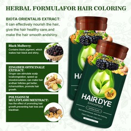 RSKDJSXL 300ML Black Hair Shampoo, 10 PCS Natural Ingredients Hair Dye for Men Women Black Color Simple to Use Black Hair Dye Black Color Simple to Use