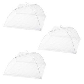 CONNECTION Pack of 3 Fly Covers 32 × 32 cm Fruit Basket with Fly Protection Fly Cover Foldable Mesh Material Fly Cover for Camping Fruit Food Picnic Food BBQ Buffets (White)