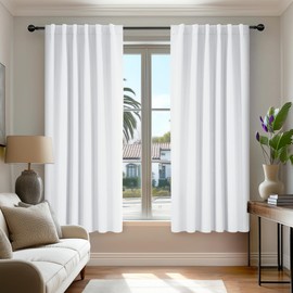 Deconovo Blackout Curtains, Thermal Insulated, W52 x L63 2 Panels, Back Tab, Machine Washable, Room-Darkening Drapes for Bedroom/Living Room Pure White