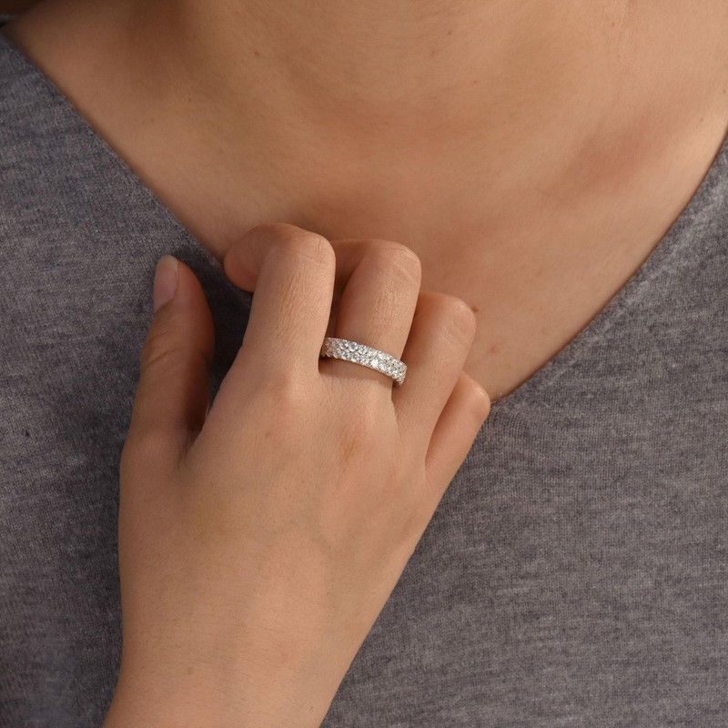 Classic Traditional Bridal Two Row Pave Cubic Zirconia CZ Anniversary