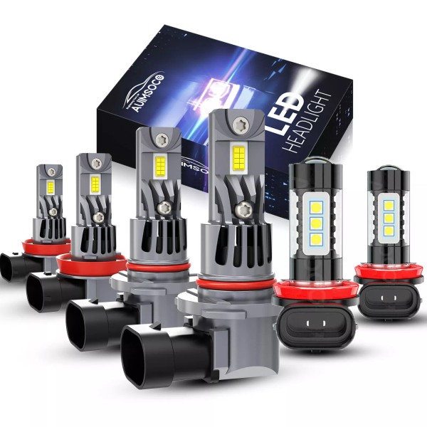 AUIMSOCO Canbus 6x 9005 H11 H11 LED Headlight High Low
