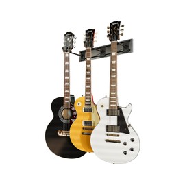 String Swing 3 Guitar Wall Mount Rack – Solid Aluminum Slatwall Rail - for Three Electric or Acoustic 3 Steel Hangers & 1 Rail Expandable Modular Music Room Organization, Storage or Display System SILVER (SW3RL-S-K)