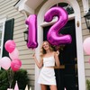 40 Inch Large 12 Balloon Numbers Rose Purple Big Foil