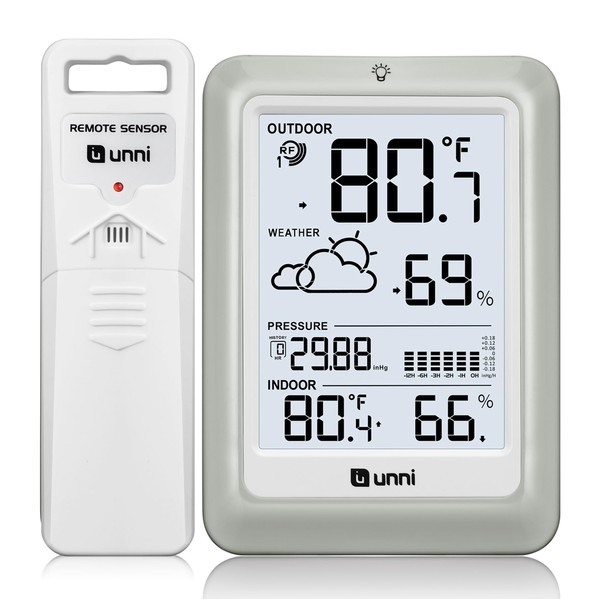Indoor Outdoor Thermometer Hygrometer Wireless Weather Stations, Temperature Humidity Monitor