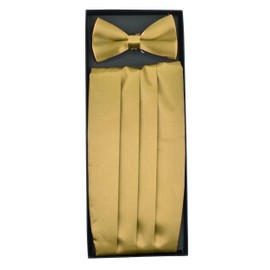 Moda Di Raza Gold Bow Tie and Cummerbund, Tuxedo Suit, Dinner and Black Jacket Event, Gold Tie and Cumberbund, Bowties Men, Size