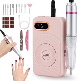 BAOSHISHAN Electric Nail Drill Kit, Rechargeable 45000RPM Nail Drill Professional with 10 Nail Drill Bits and 15 Sanding Bands, Cordless Efile for DIY Home Salon