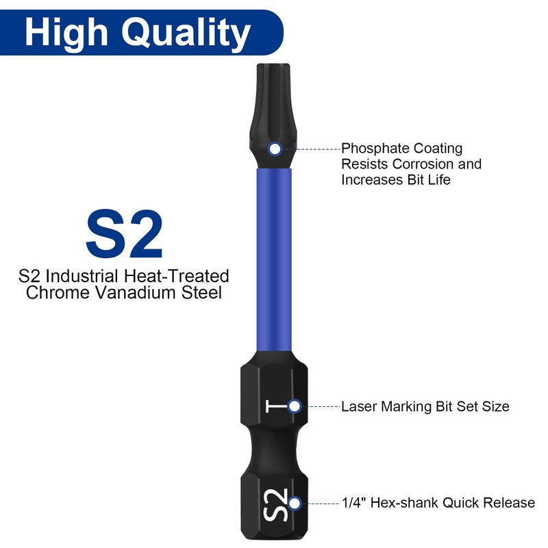 HPHOPE T15 Bit, Torx Bits T15, Bit Assortment, Length: 50