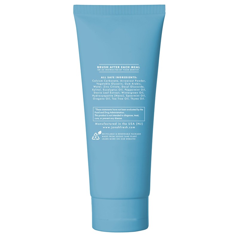 Jonah Fresh Fluoride-Free Nano Hydroxyapatite Toothpaste - Gentle Whitening, Re