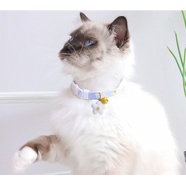 3 Pack Cotton Breakaway Cat Collars for Girl Cats, Cute Kitten Collar with Bell Safety Break Away Collar for Boy Cats (Blue Pink Purple, 16-32cm)