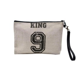Tasche aus Leinen – Nummer Trikot King 9 Fußball Sport Basketball – Kosmetiktasche aus Leinen in Leinenoptik – Münzfach – 15 x 10 cm, leinen, 23.5 x 15 cm, Kosmetiktasche