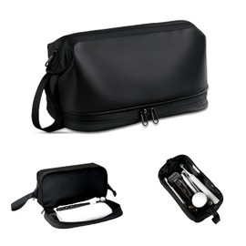 Neceser de Viaje para Hombres y Mujeres, Bolsa Cosmetiquera de Viaje Gran Capacidad, Bolsa de Aseo Impermeable con Asa de Colgar, Estuche de Viaje para Artículos de Tocador y Cosméticos(Negro)