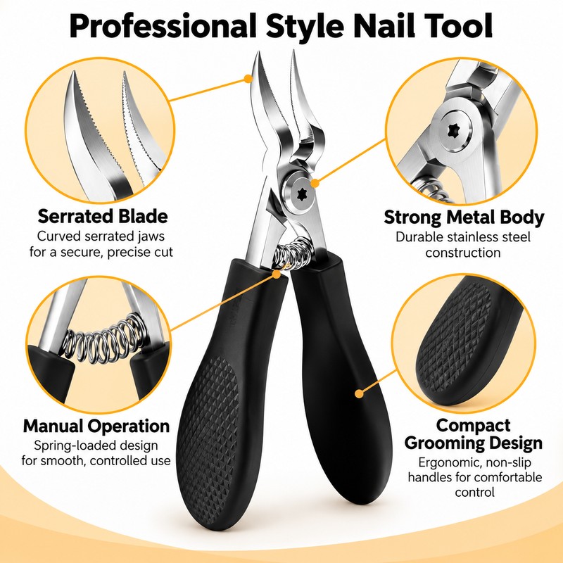 Heavy Duty Stainless Steel Toenail Clipper – Serrated Blade Nail
