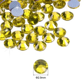sourcing map 2880 Pcs Hotfix Rhinestones Flatback Crystal Glass Gems Art Rhinestones for Crafts Clothes DIY Decoration(SS10 2.9mm,Yellow)