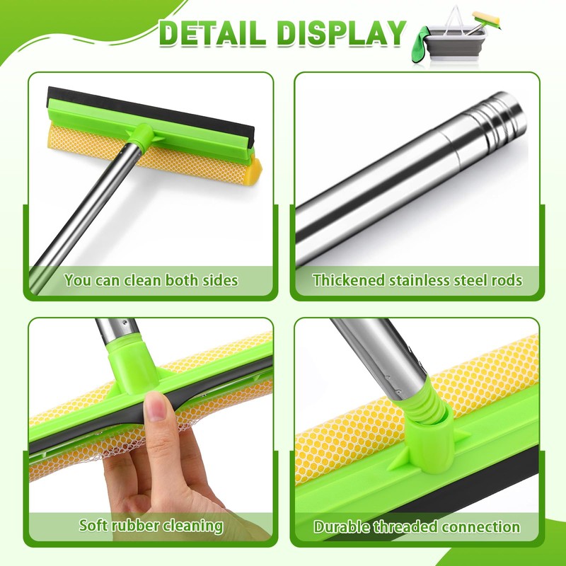 Afarnook 7 Pcs Windshield Car Squeegee and Collapsible Washing Bucket