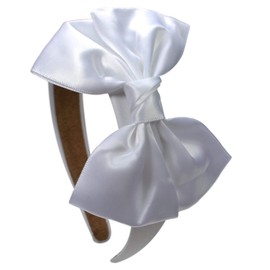 Funny Girl Designs Girls Satin BOW Arch Headband (WHITE)