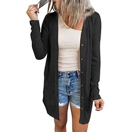 JOCAFIYE Women's Cardigan Beach Dress Long Thin Jacket Long Sleeve Lightweight Cardigan Elegant Shoulder Jacket Top Casual Top, U-black