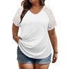 VISLILY Plus Size White Top Oversized V Neck Casual Raglan