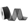 MECCANIXITY Burlap Ribbon Fabric Wired Edge Ribbons Black 1-1/2 Inch