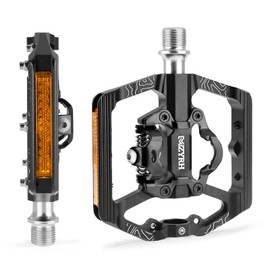 MZYRH MTB Mountain Bike Pedals, Bicycle Pedals with Reflectors, Aluminum 9/16 Inch 3 Sealed Bearings Double Sided Platform Compatible with Click Pedal (Black)