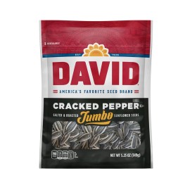 DAVID Roasted and Salted Jumbo Sunflower Seeds, 5.25oz. ( Select Your Flavor ) - Cracked Pepper