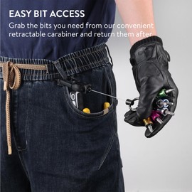 Navaris Drill Bit Holder Set with Retractable Carabiner - for All 1/4" Shank Power Tools - Easy One-Handed Operation - Impact Driver Screwdriver Hex Bits Extension