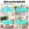 Smiry Round Picnic Tablecloth, Waterproof Elastic Fitted Table Covers for