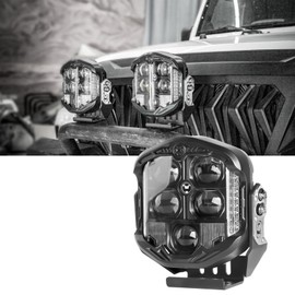 Riasdy 7 Inch Round Offroad Light 1 pcs Side Shooter 95W LED White DRL Spot Flood Combo Beam Driving Lights 10800LM Fog Light Waterproof Pod Light for Wrangler Pickup Truck 4x4 UTV ATV