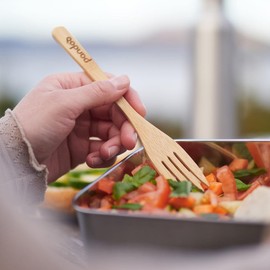 pandoo Forks made of 100% natural bamboo, reusable and environmentally friendly, plastic-free, high-quality, lightweight and stable, biodegradable