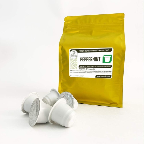 10 Peppermint pods Nespresso compatible, single-serve mint tea capsules for