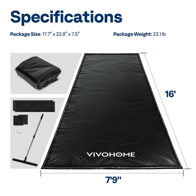 VIVOHOME Containment Mat (7'9" x 16') with Stay Put Corner,