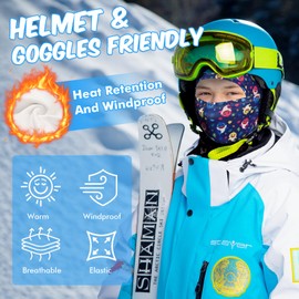 AYPOW Kids Thermal Balaclava Winter, Windproof Kids Full Face Mask Neck Warmer, Cycling Balaclava Ski Mask Helmet Liner with Warm Fleece Lining, Snood for 4-12 Years Boys Girls Children Outdoor Sport