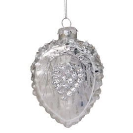 Northlight Glittered Half Pine Cone Glass Christmas Ornament - 4" - Silver