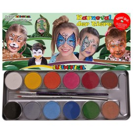 Eulenspiegel 212226 Animal Carnival Make-Up Palette Vegan Paints and Brushes for Children's Carnival Made in Germany