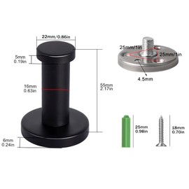 ZPJWYME 6 Pcs Towel Hooks Matte Black 2.2" Round Towel Holder 304 Stainless Steel Robe Hook Holder Robe Hook for Wall Clothes Wall Hooks for Bathroom Kitchen Bedroom