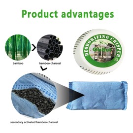 Round Fridge Deodorizer (5 Pack) Natural and Unscented Activated Charcoal Refrigerator Deodorizer - Fridge Odor Eliminator for Freezers, Coolers