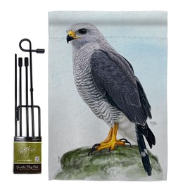 Falcon Garden Flag Set with Stand Animals Bird Flamingo Hummingbird Cardinal Peacock Springtime Natural Wildlife Small Decorative Gift Yard House Banner Made In USA 13 X 18.5