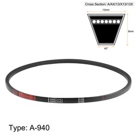 sourcing map 2 x A940/A37 V-belt, A profile, rubber drive belt, 37 inches, inner circumference
