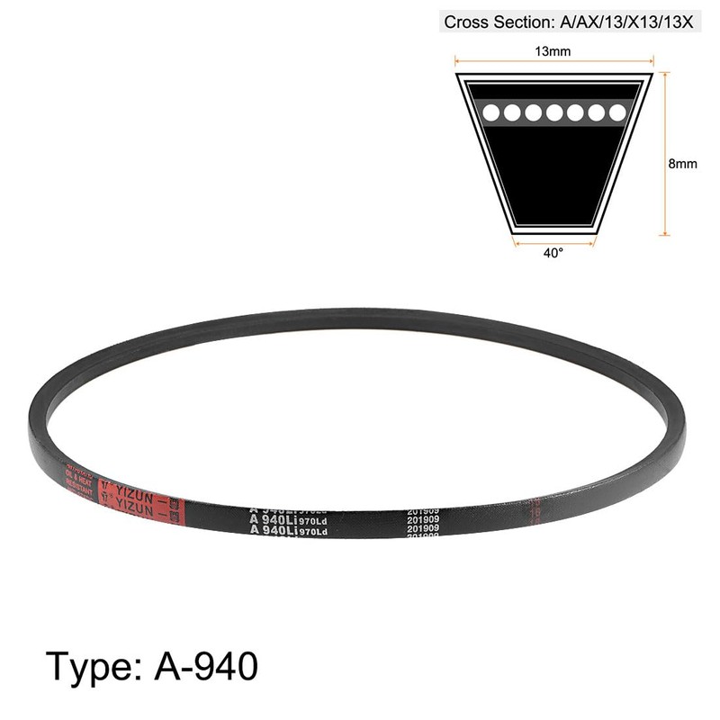 sourcing map 2 x A940/A37 V-belt, A profile, rubber drive