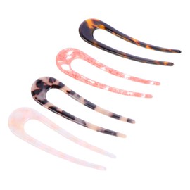 FRCOLOR 4pcs Acetic Acid U Shaped Hairpins for Women Retro Double Prong Hair Clips Durable Bun Holders Chic Hair Accessories for Elegant Updos and Hairstyles