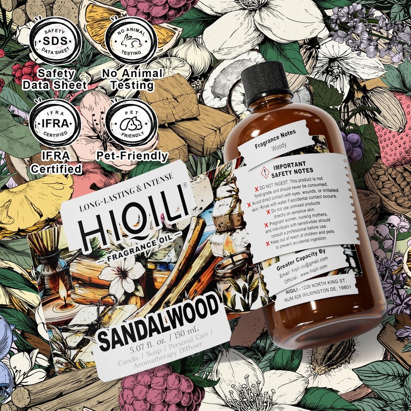 HIQILI Sandalwood Fragrance Oil for Home Diffuser, Luxury Hotel Scent,
